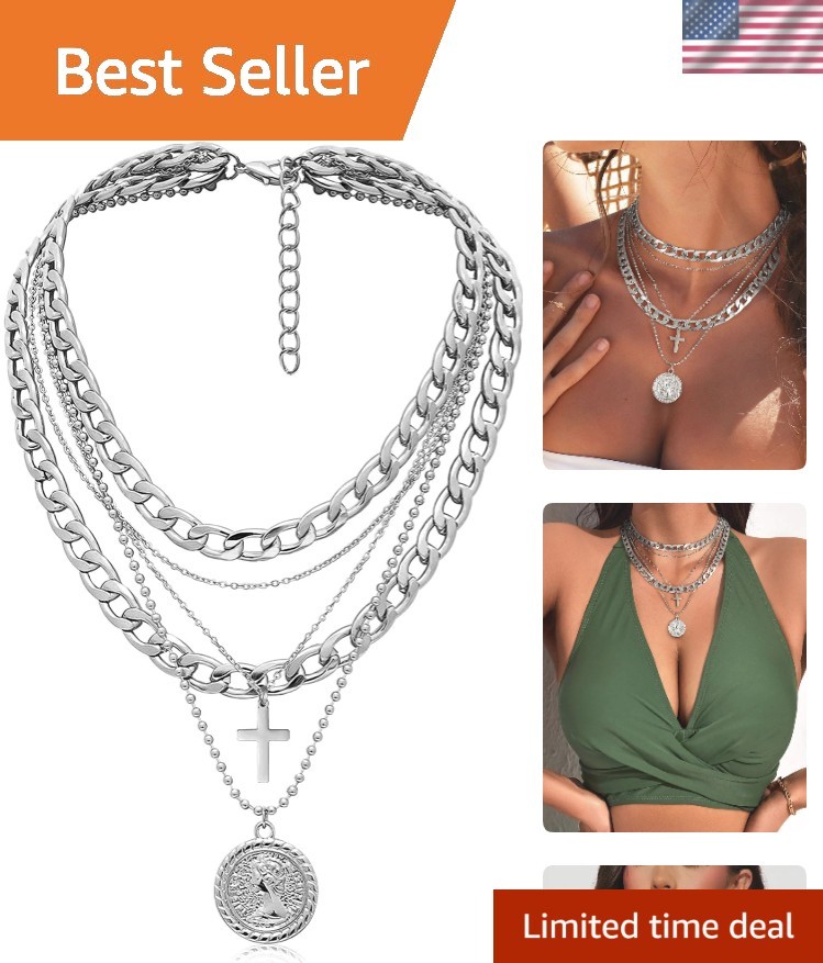 Chic Layered Gold Necklaces for Women – Retro Coin Pendant and Adjustable Length