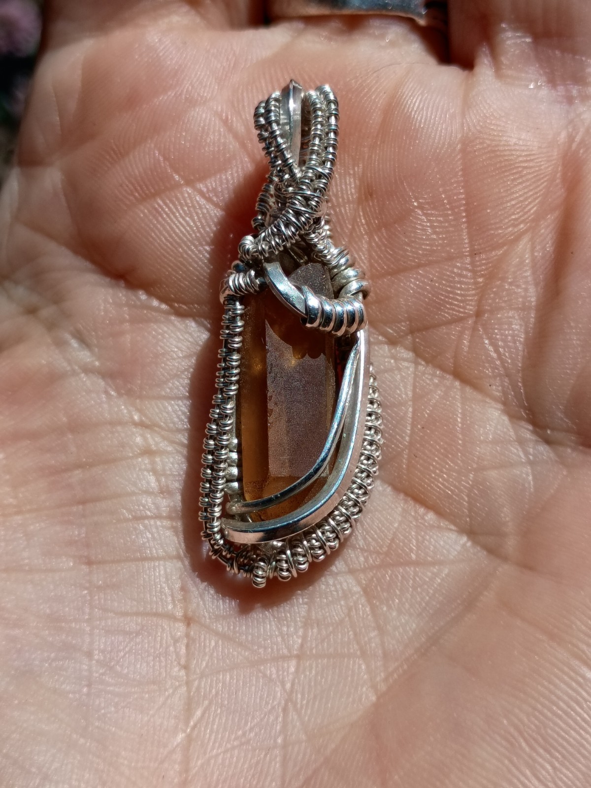 Citrine Crystal Pendant Sterling silver handcrafted amulet elegant necklace