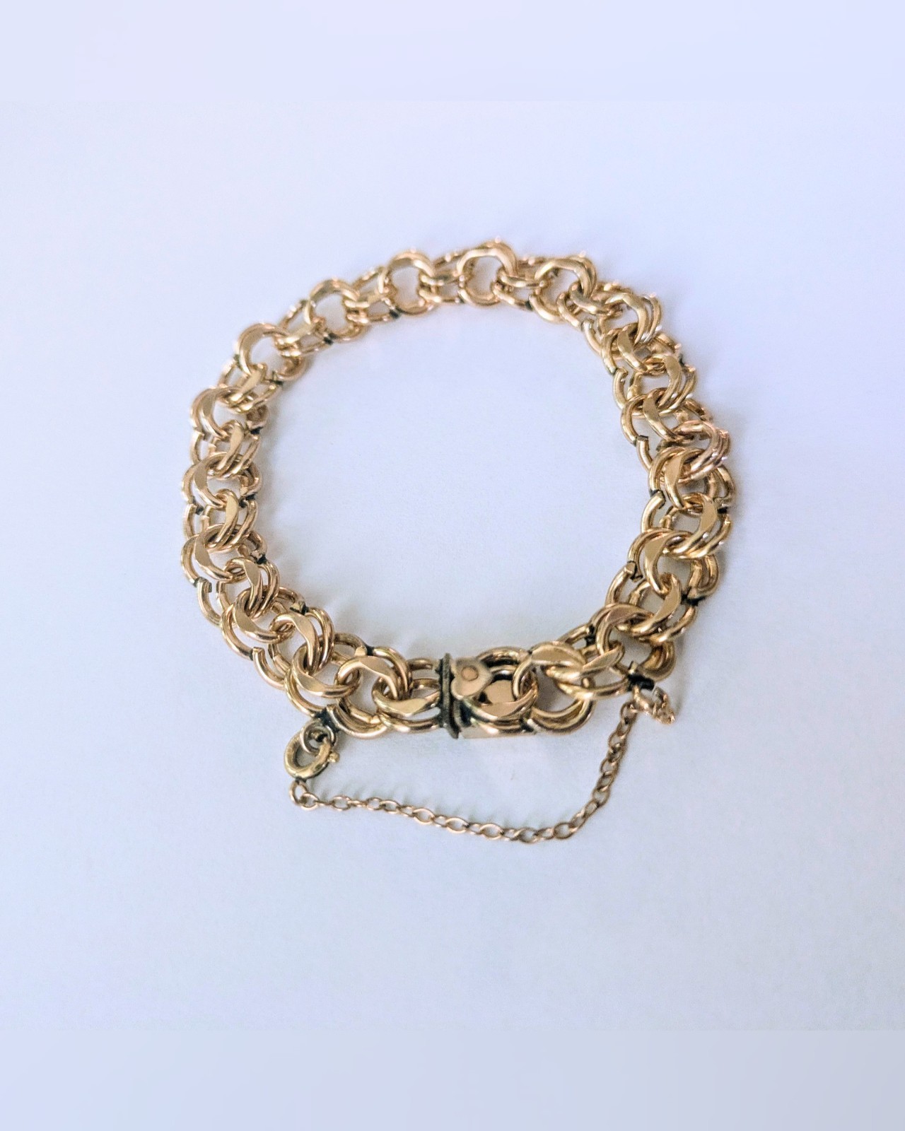 Beautiful Vintage ELCO 12kt Gold Filled Double Link Charm Bracelet