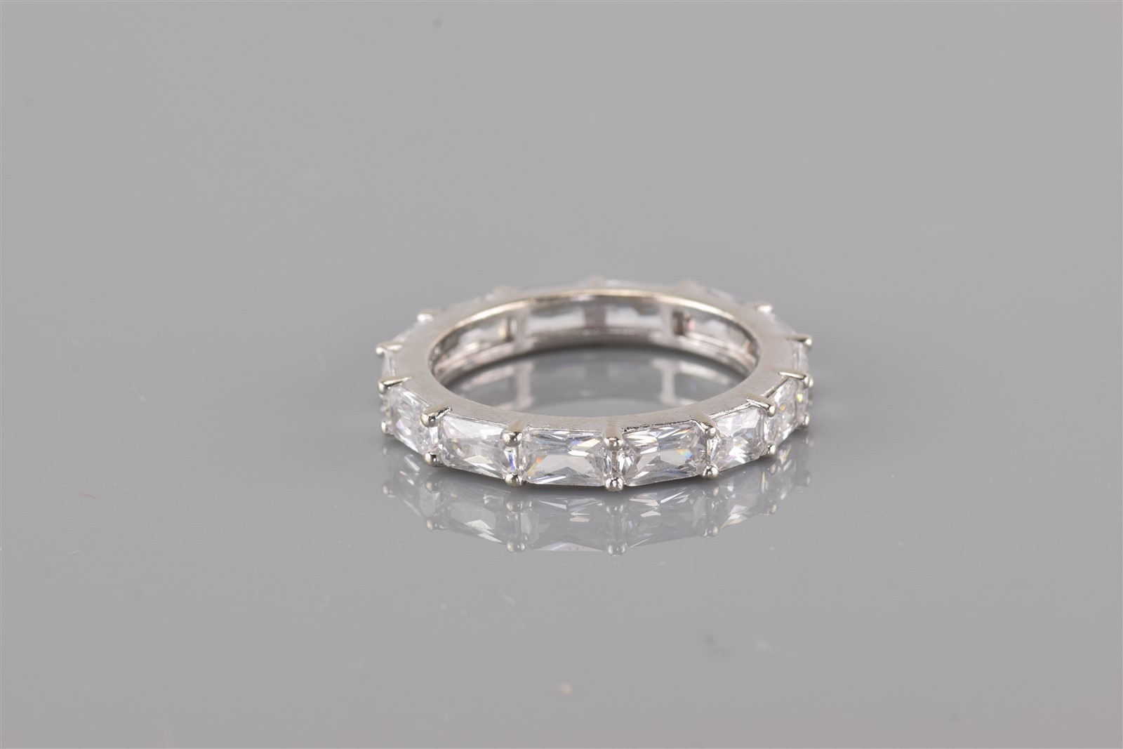 Fuzion Creation Sterling Silver Baguette Cubic Zirconia Band Ring FZN 925 Sz: 8