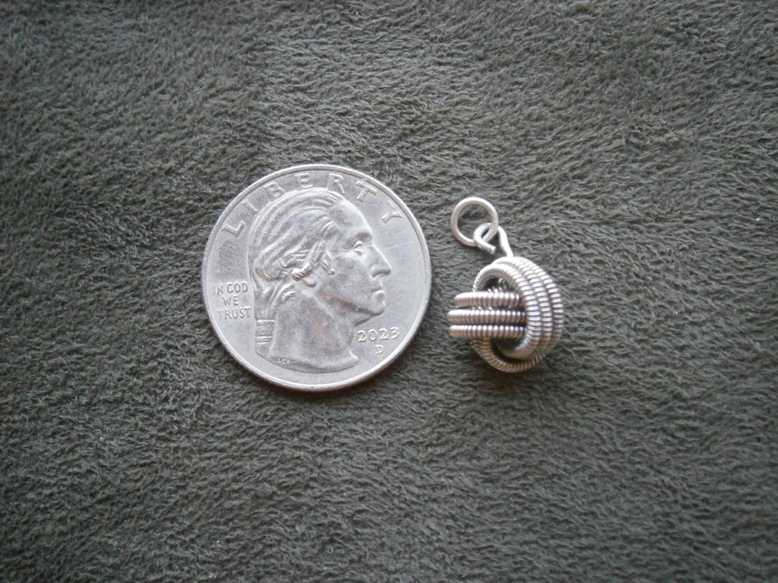 French Knot Love Knot Vintage Sterling Silver Bracelet Charm Pendant 3.0g