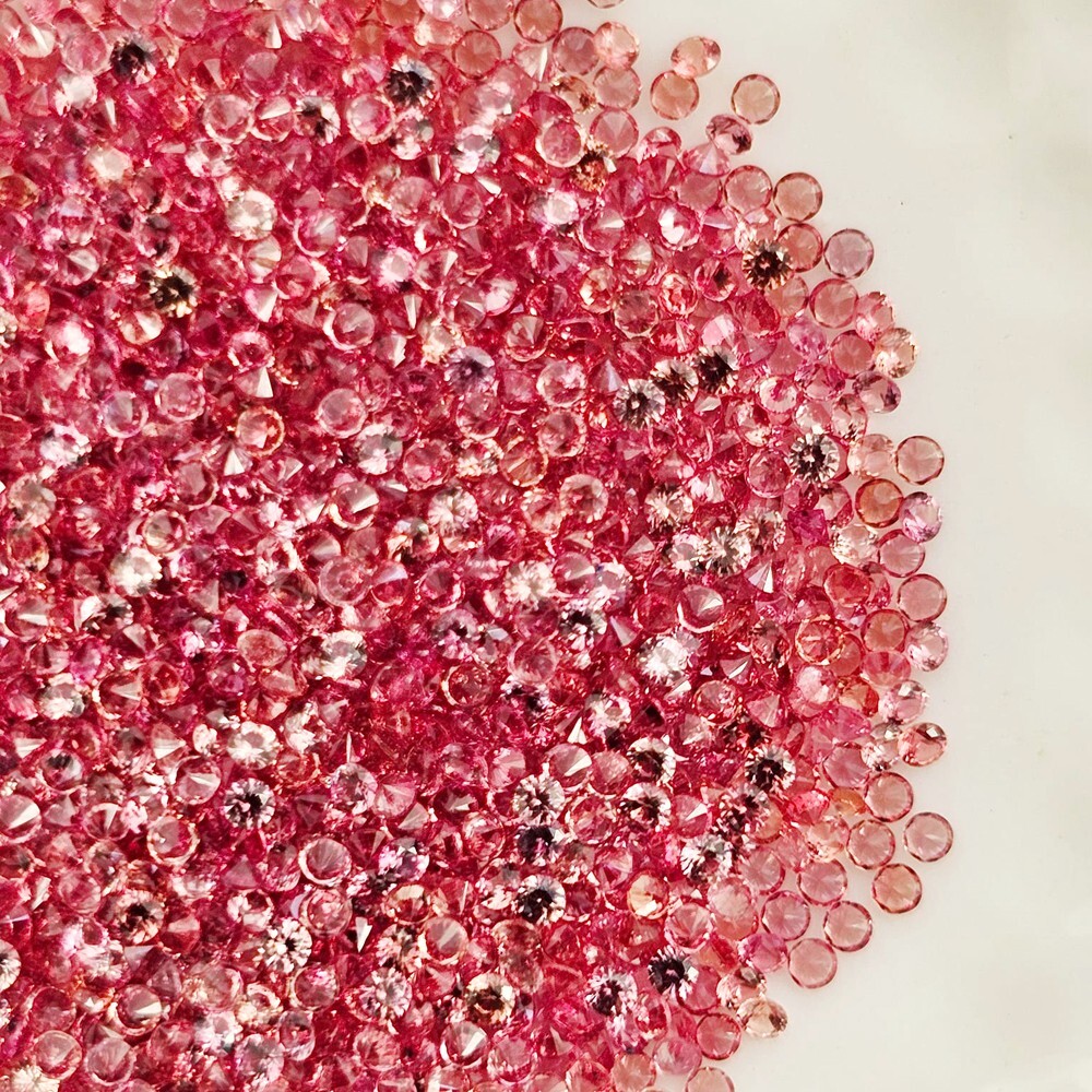 1.3mm ROUND 80PCS DIAMOND CUT NATURAL Peach Orange SAPPHIRE LOOSE GEMSTONE VVS