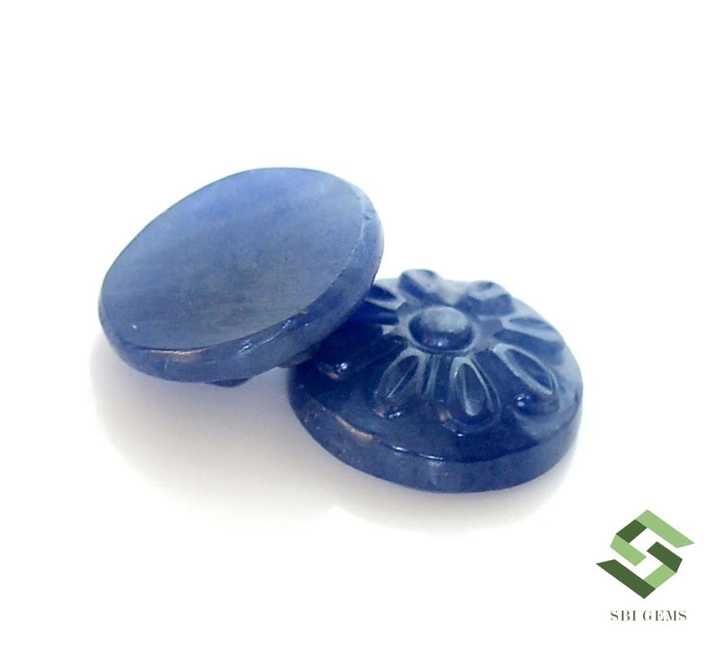 11.50 mm Natural Blue Sapphire Hand Made Carving Pair 10.97 CTS Loose Gemstones
