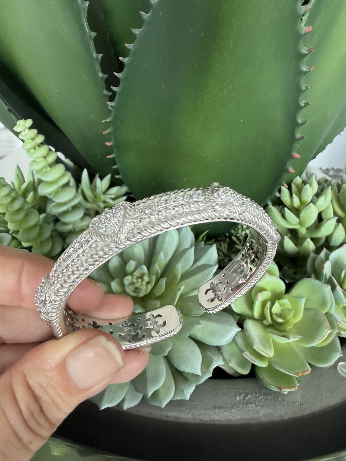 Judith Ripka Heart Bracelet Cz Sterling Triple Heart Cuff 45 Grams