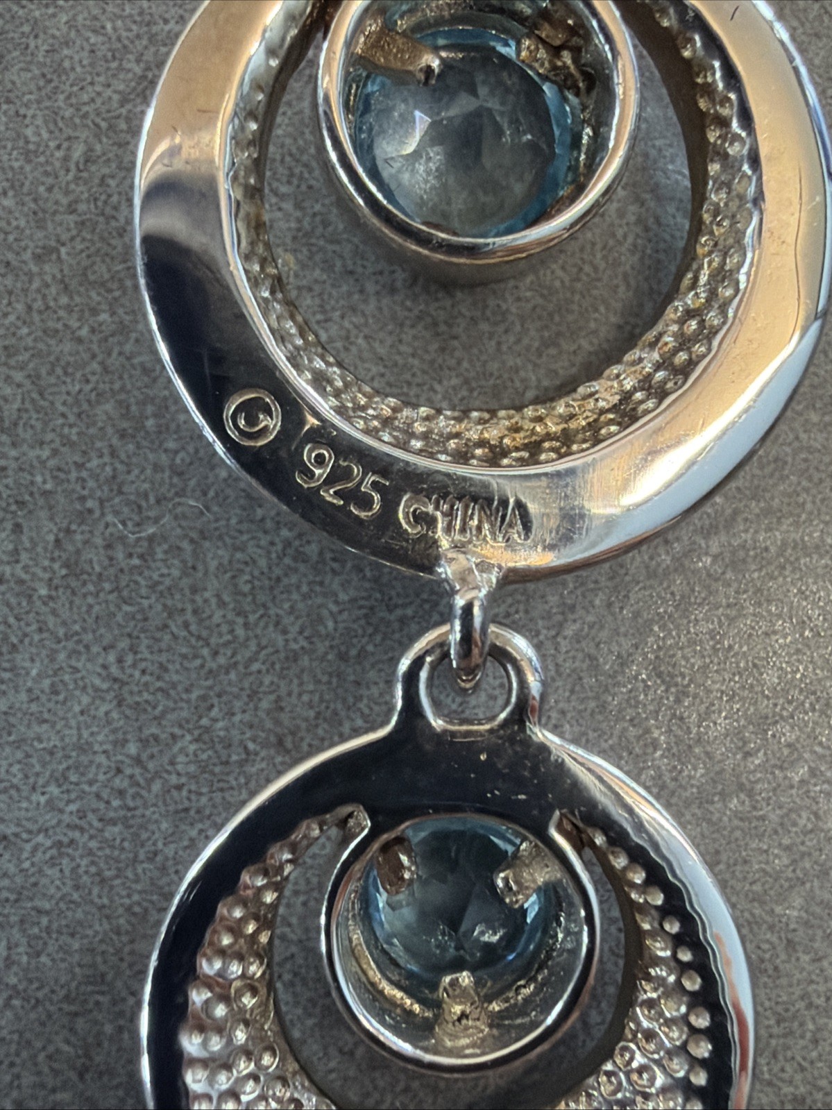 Round Blue Topaz 925 Sterling Silver Dangle Earrings D114