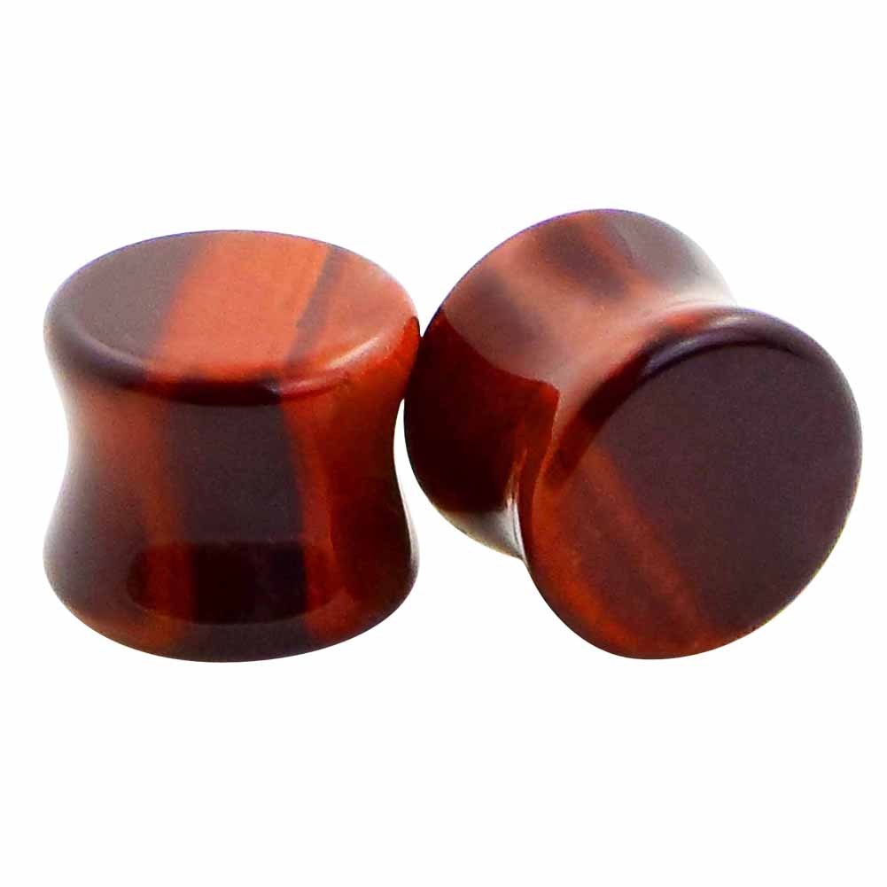 PAIRS Organic Natural Stone Ear Gauges Ear Plugs Double Flared Piercing 2g-5/8″