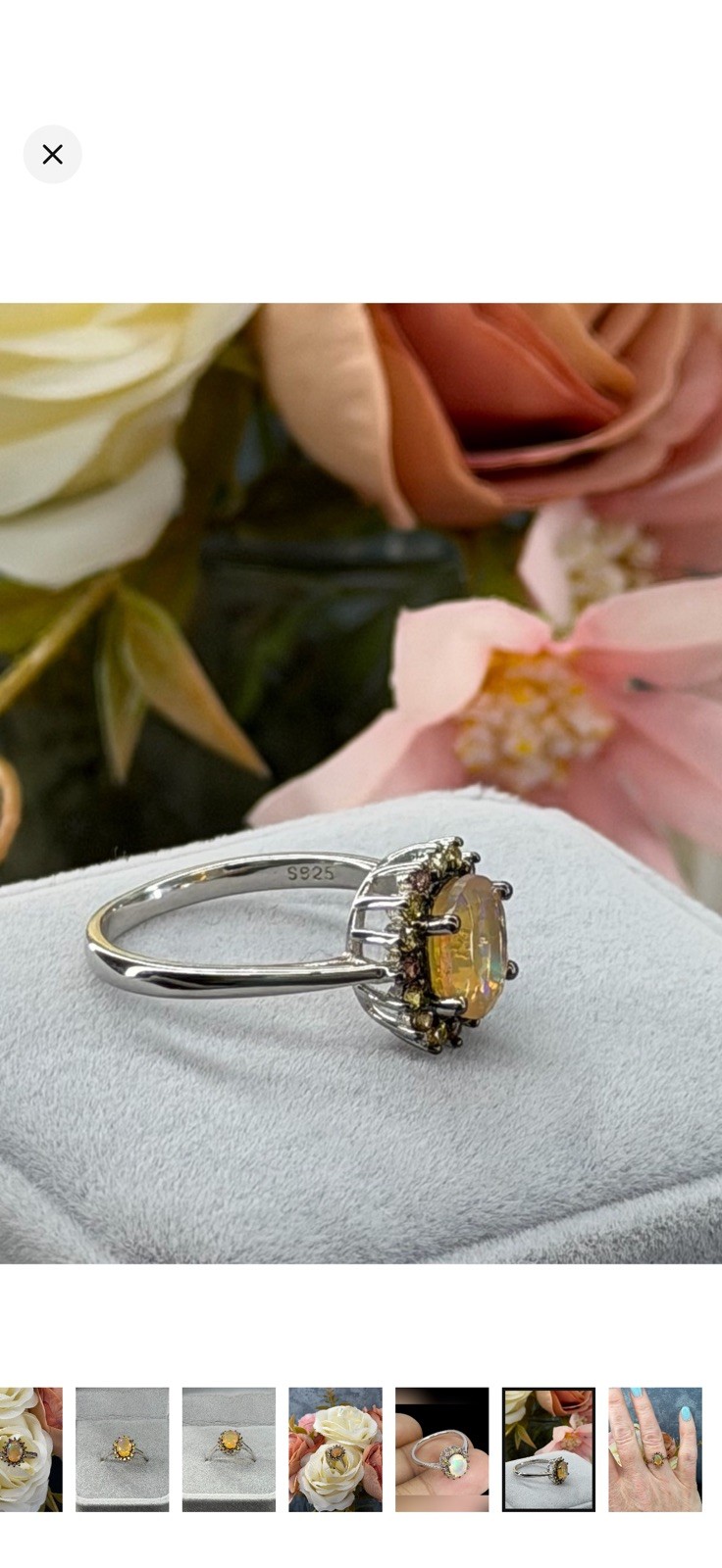 Enchanting Natural Diamond cut Sapphire with Fire Opal 925 Sterling Silver Sz 7