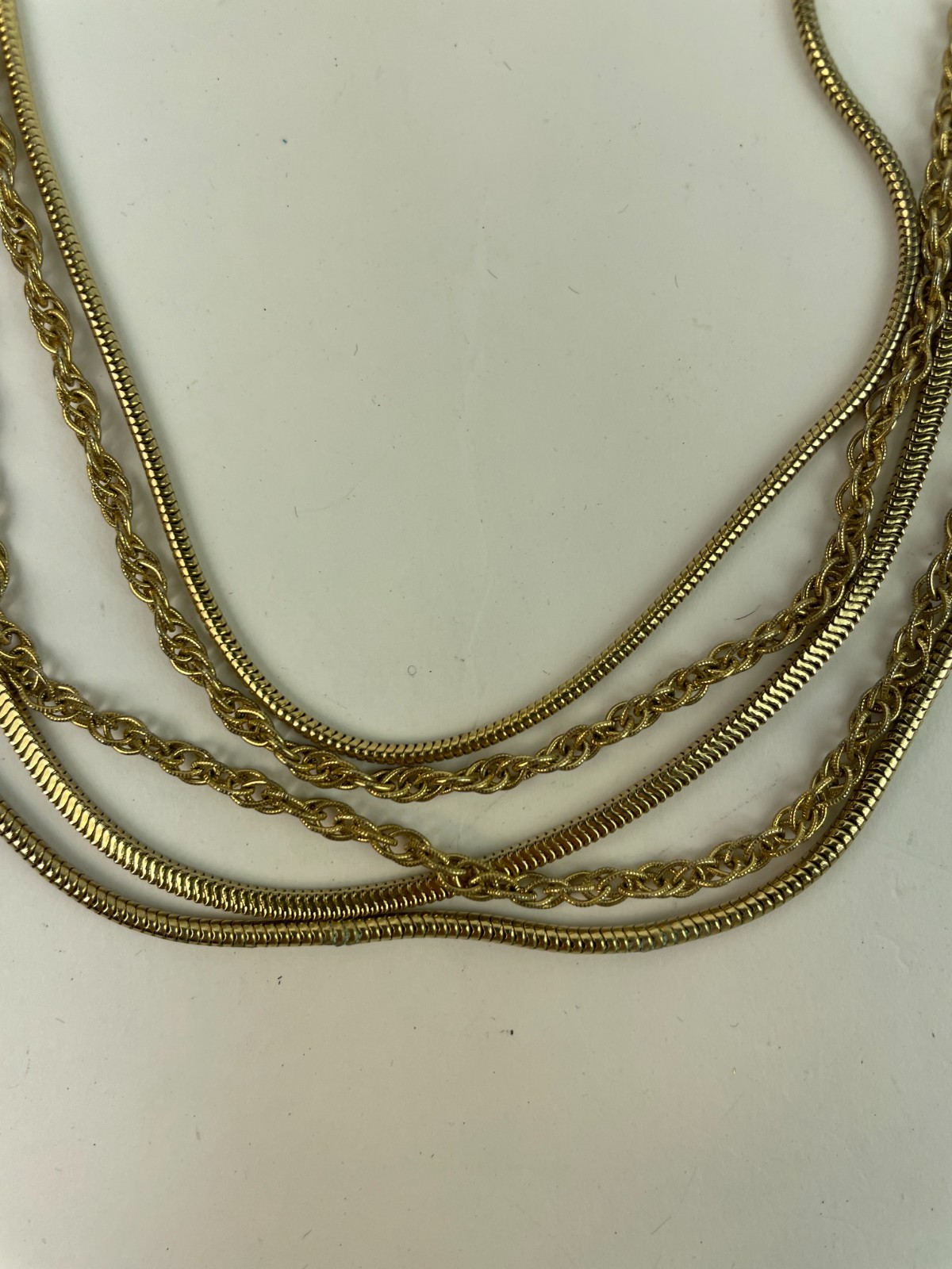 VTG 50s Gold Plate Multi Strand Choker Necklace 16.5”