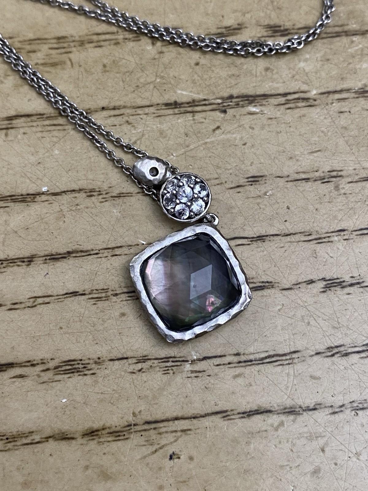 Gabriel & Co. 925 Sterling Silver Designer Signed Pendant Link Necklace 17”