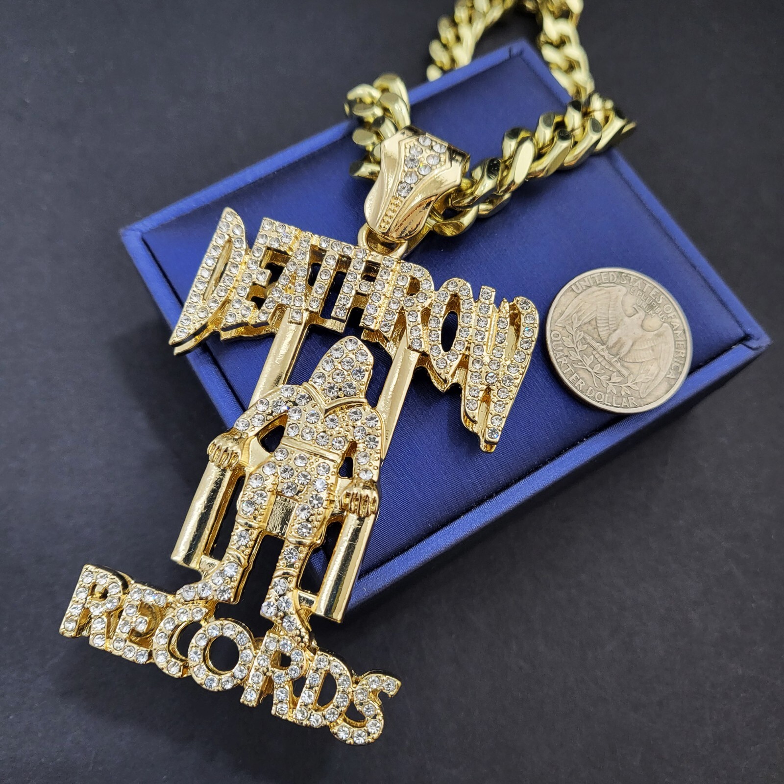 Hip Hop Rapper Cubic Zirconia Gold Plated Pendant 18″ ~ 30″ Cuban Chain Necklace