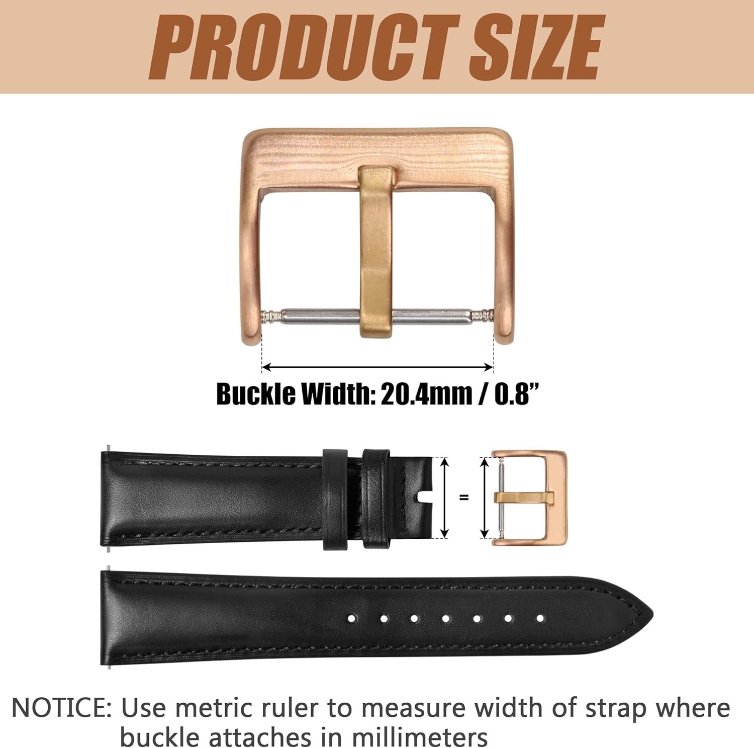 Bronze Watch Strap Buckle 20mm, Tongue Buckle with Spring Bars, Watch Bands C…