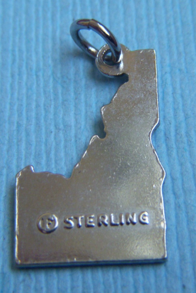 Vintage enamel Idaho state map sterling charm