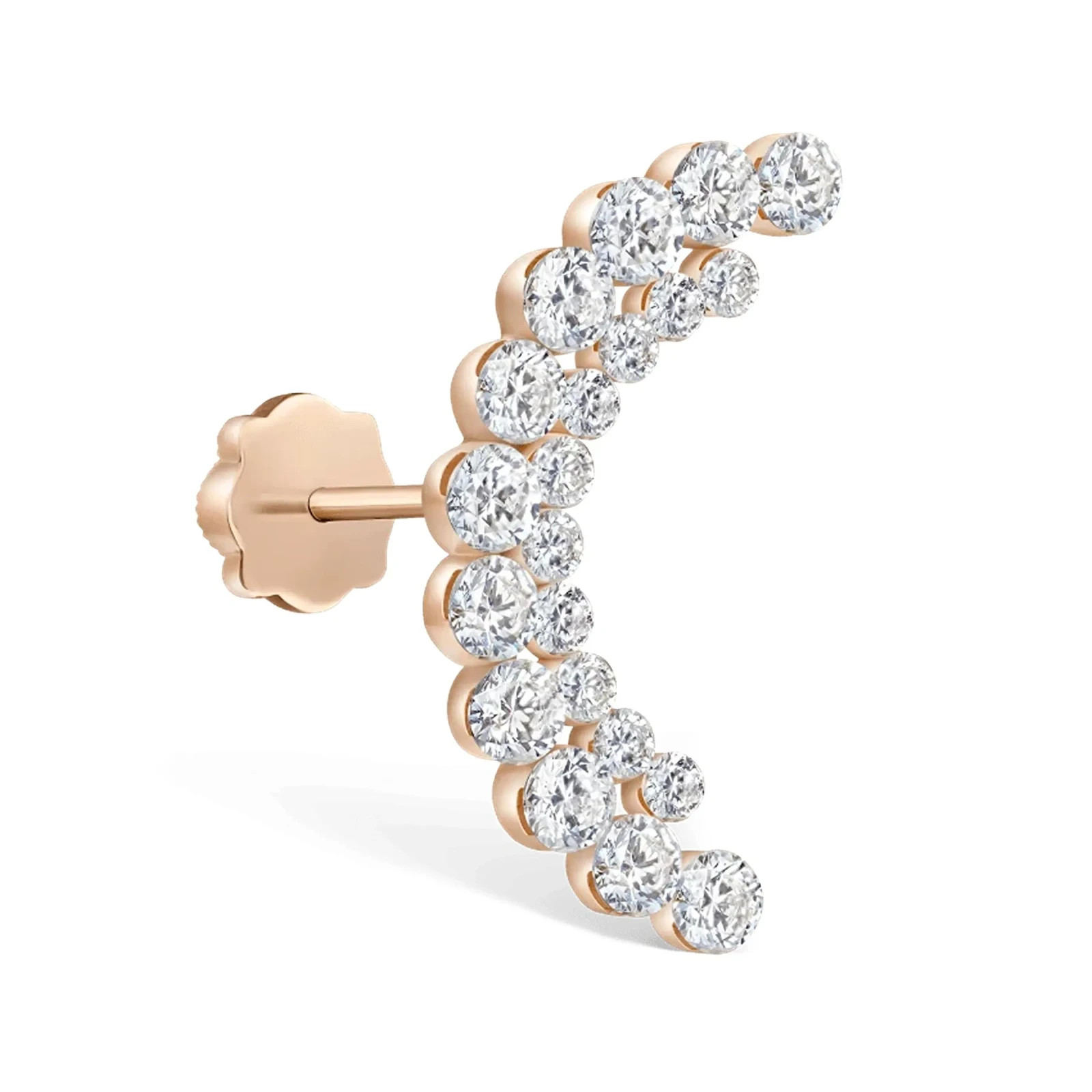 Crescent Moissanite Curve Helix Cartilage Stud 925 Sterling Silver