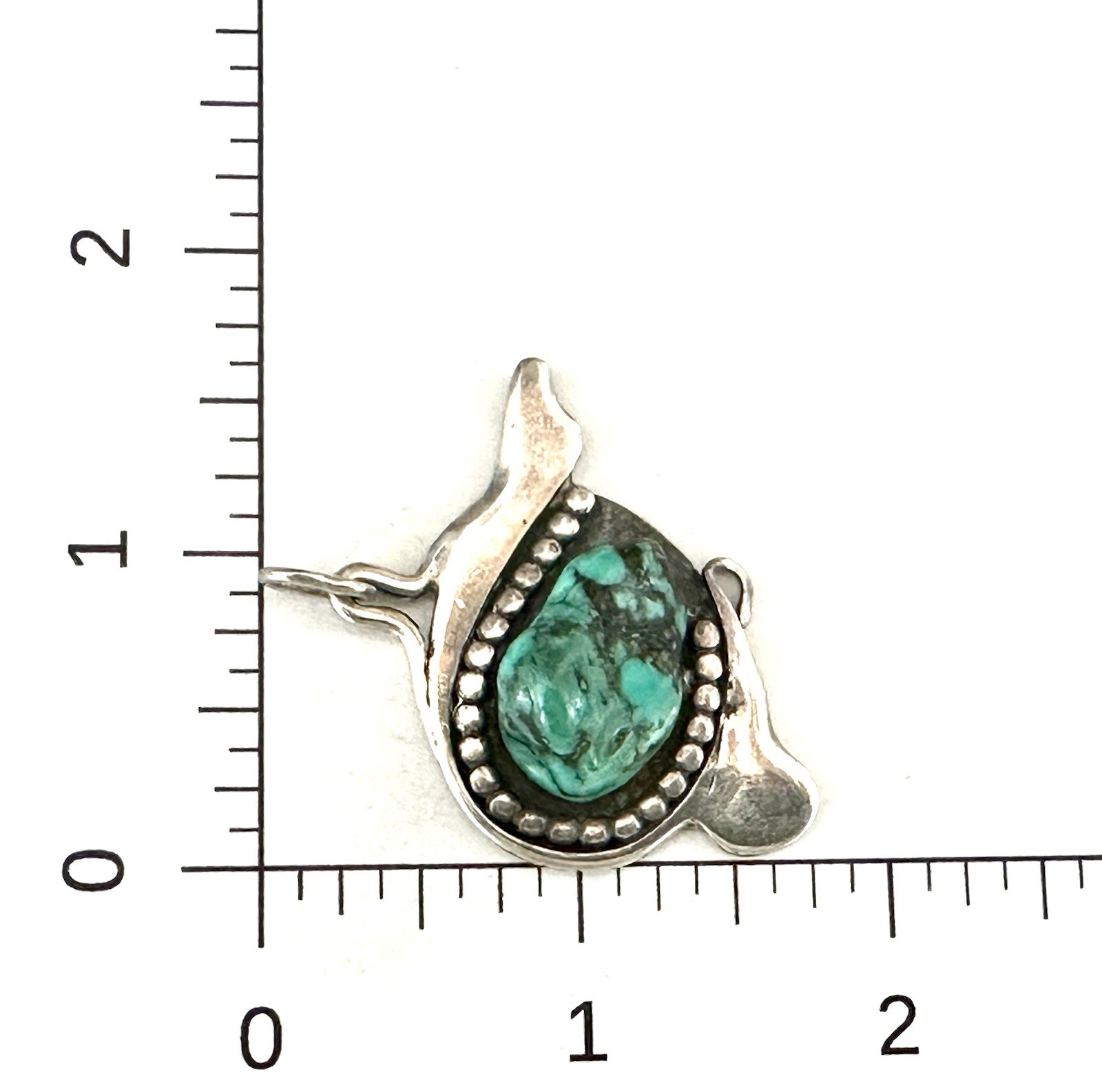 Sterling Silver 925 Abstract Turquoise Vintage Modernist Retro Pendant Handmade