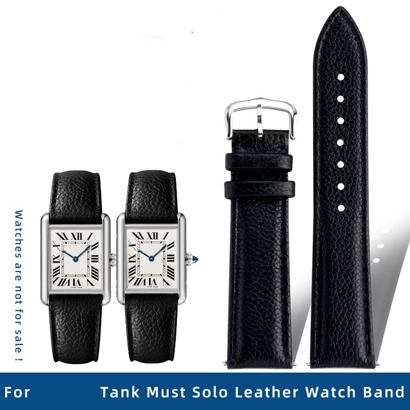 For Cartier Tank Must London Solo Genuine Leather Watch Strap Quick Disassembly