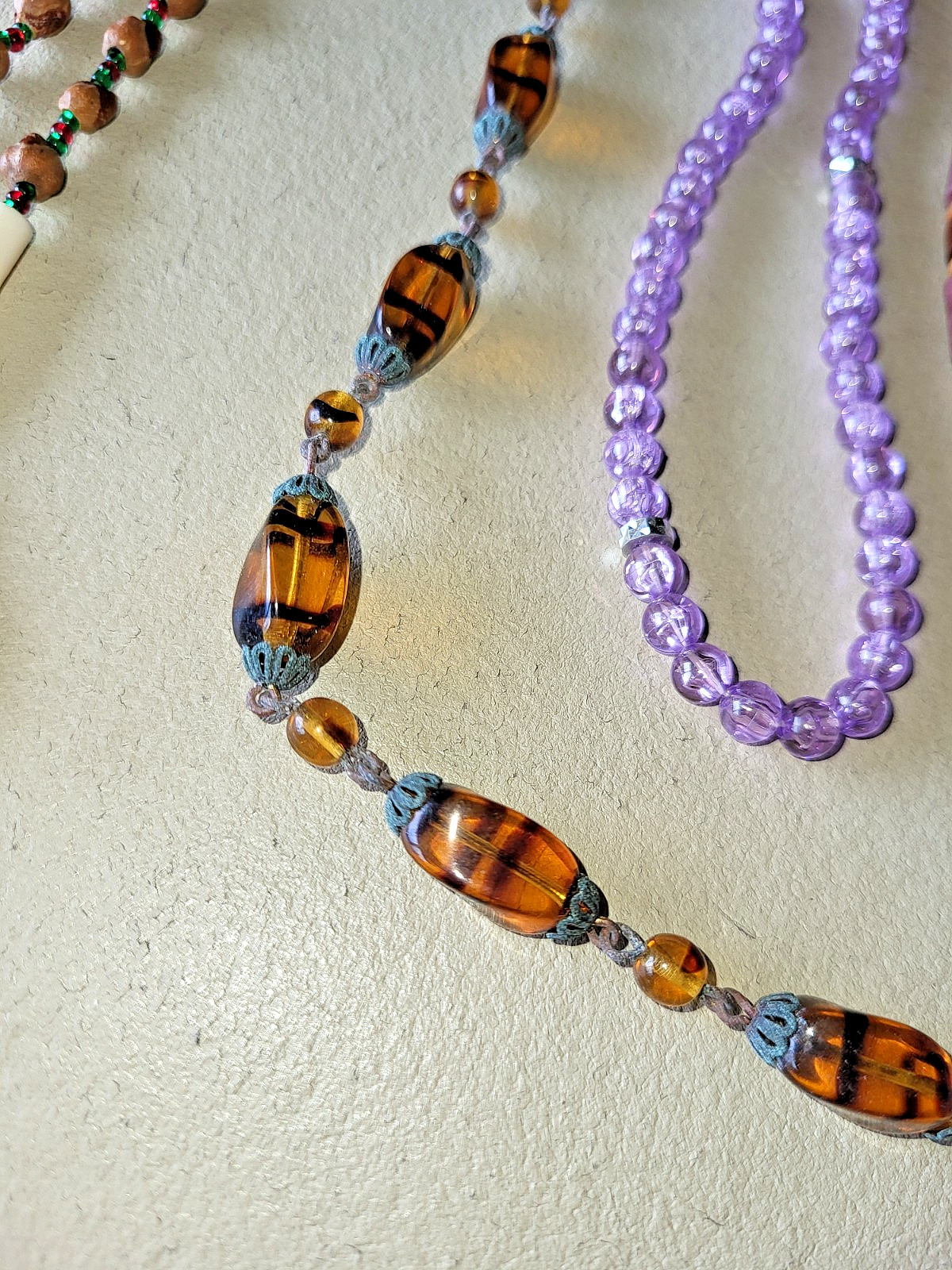 Mixed Lot of 5 Multicolor Beaded Necklaces, Natural, Glass, Metal, Wood, Plastic