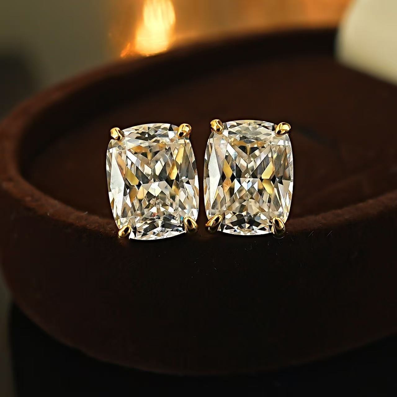 Fashion Women 18K Gold Plated Sparkling Square CZ Earring Stud Anti-tarnish