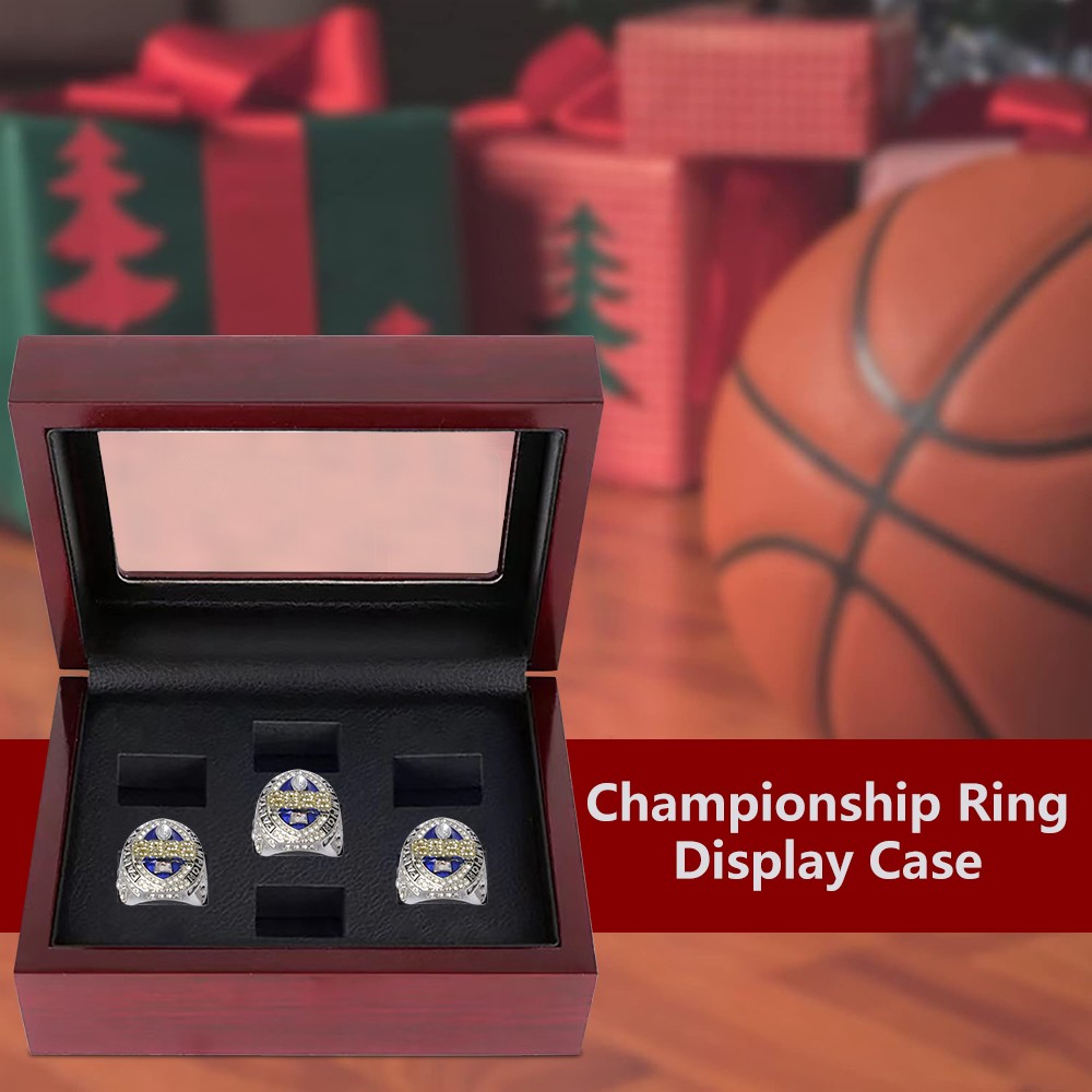 7 Holes Championship Ring Display Case Box Wooden Collection Storage Box Gift US