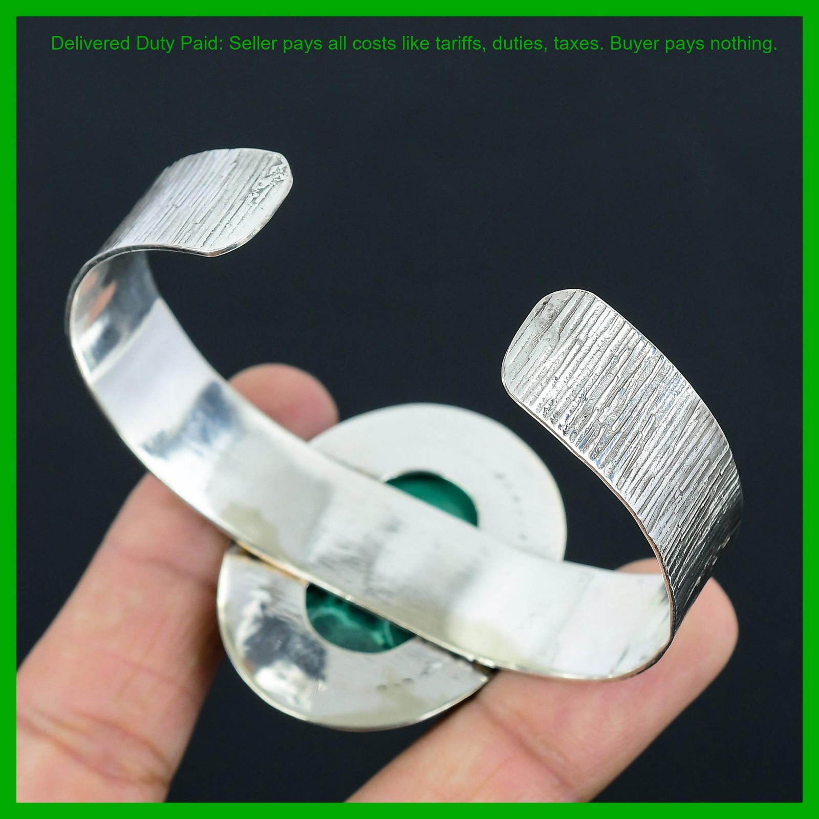 925 Silver Natural Malachite Birthday Gift Anniversary Handmade Trendy Bangle