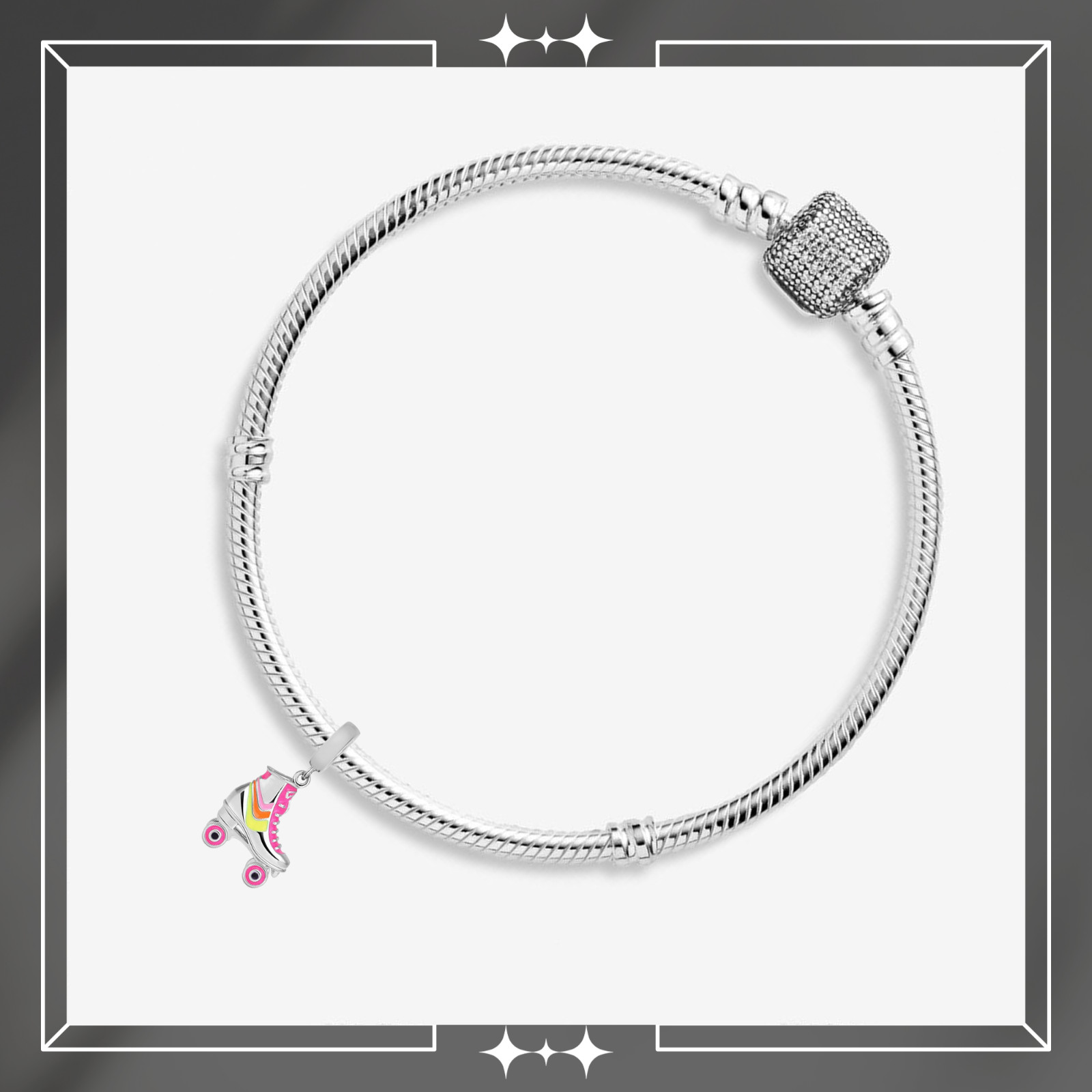 Roller Skate Charm For Bracelet, Skater Charm, Pink Skate Charm