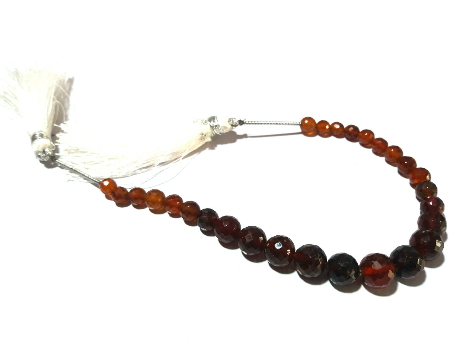 Natural Hessonite Round Ball 4.5-8mm Micro Faceted Gemstone Beads 6″Inch 65Cts