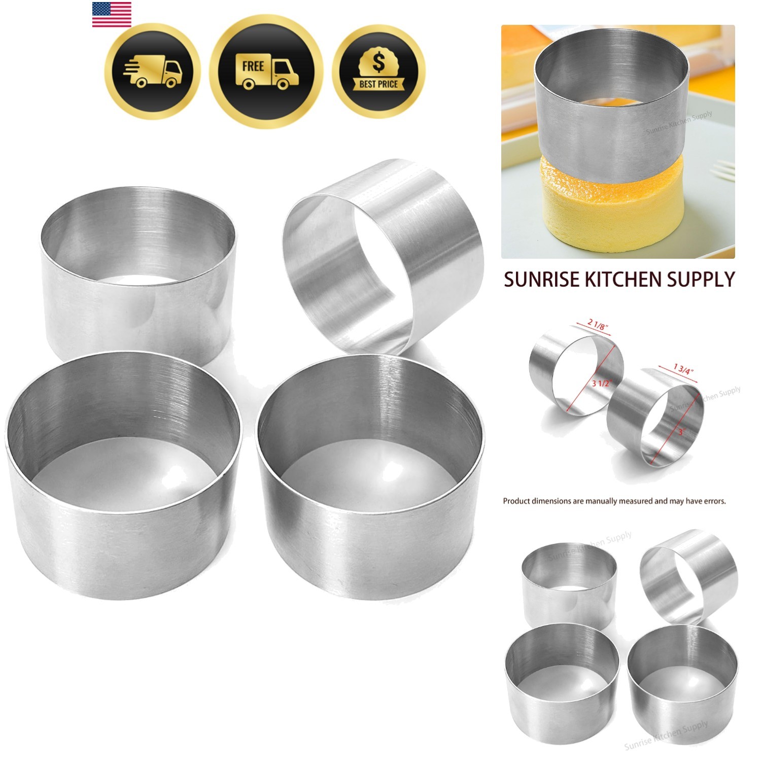 Plating Forms Stainless Steel Ring Mold Set 3.5″ x 2″ & 3″ x 1.75″ 4 Count