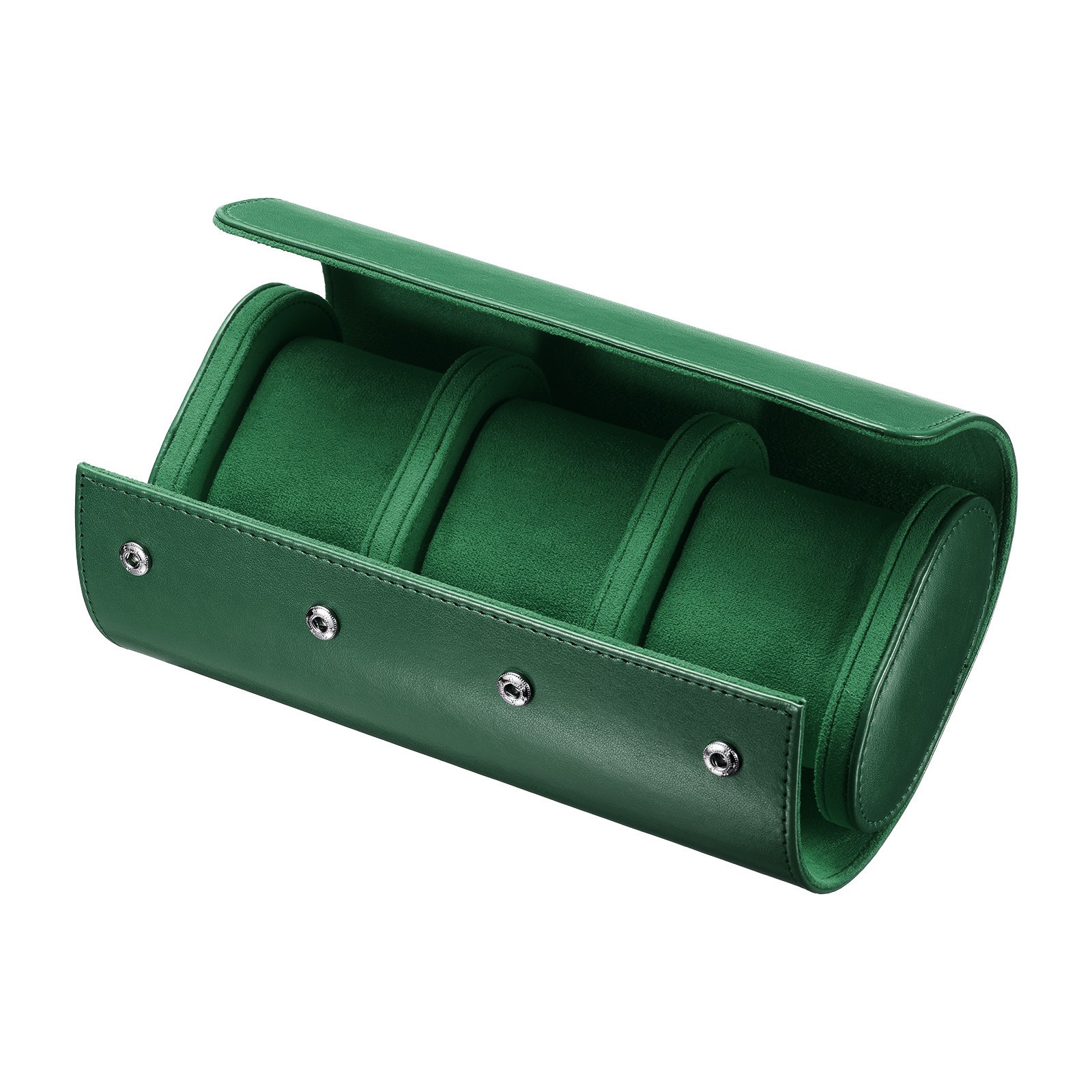 1/2pc Leather Watch Travel Case Men Women Holding 3 Slot Green Brown Storage