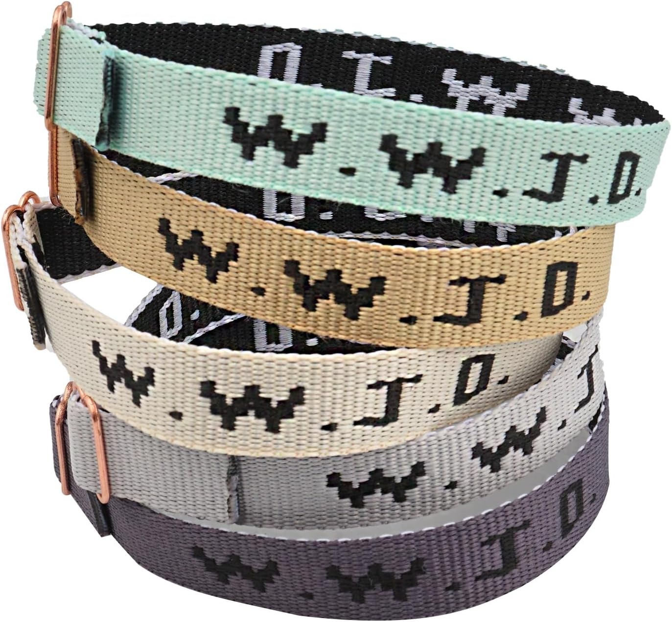 WWJD Colorful Woven Bracelets – 5 Adjustable Christian Wristbands for All Ages