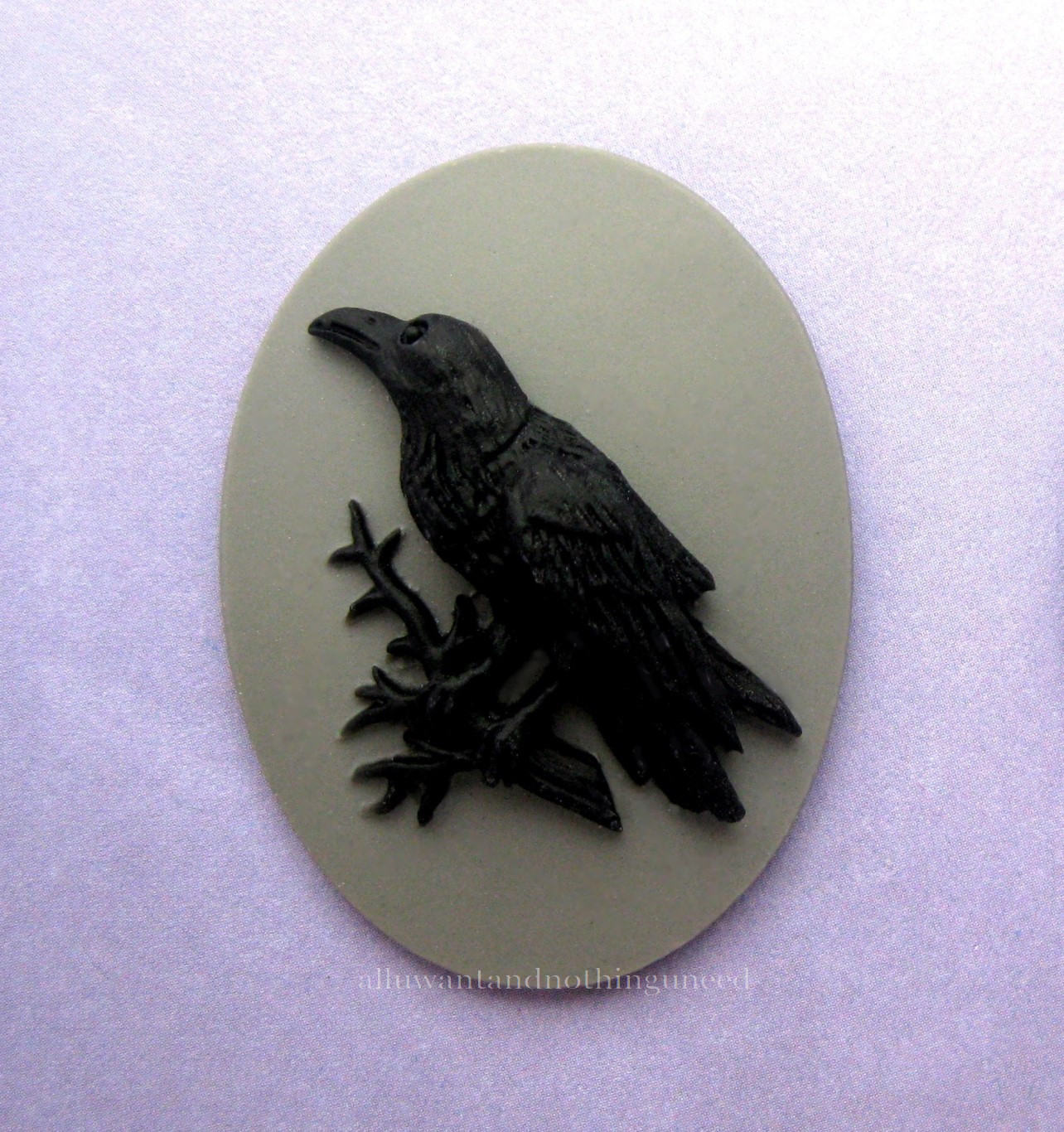 8 Multi Color BLACK BIRD CROW RAVEN on Branch 40mm x 30mm GOTH EMO CAMEOS Lot