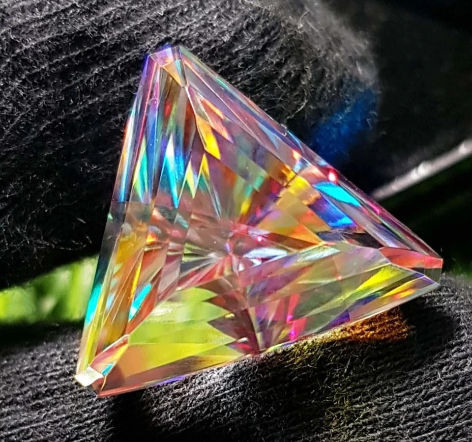 Certified Trillion Cut 102 Ct Natural Rainbow Color Mystic Topaz Loose Gemstone