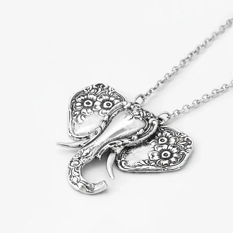 Elegant Elephant Bohemian Pendant Women Necklace Silver Plated New, Africa, Asia
