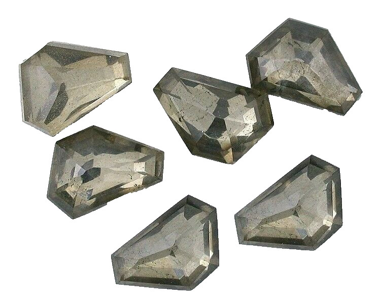 ONE 16mm x 12mm Faceted Top Bottom Freeform Kite Doublet Pyrite Quartz Gemstone