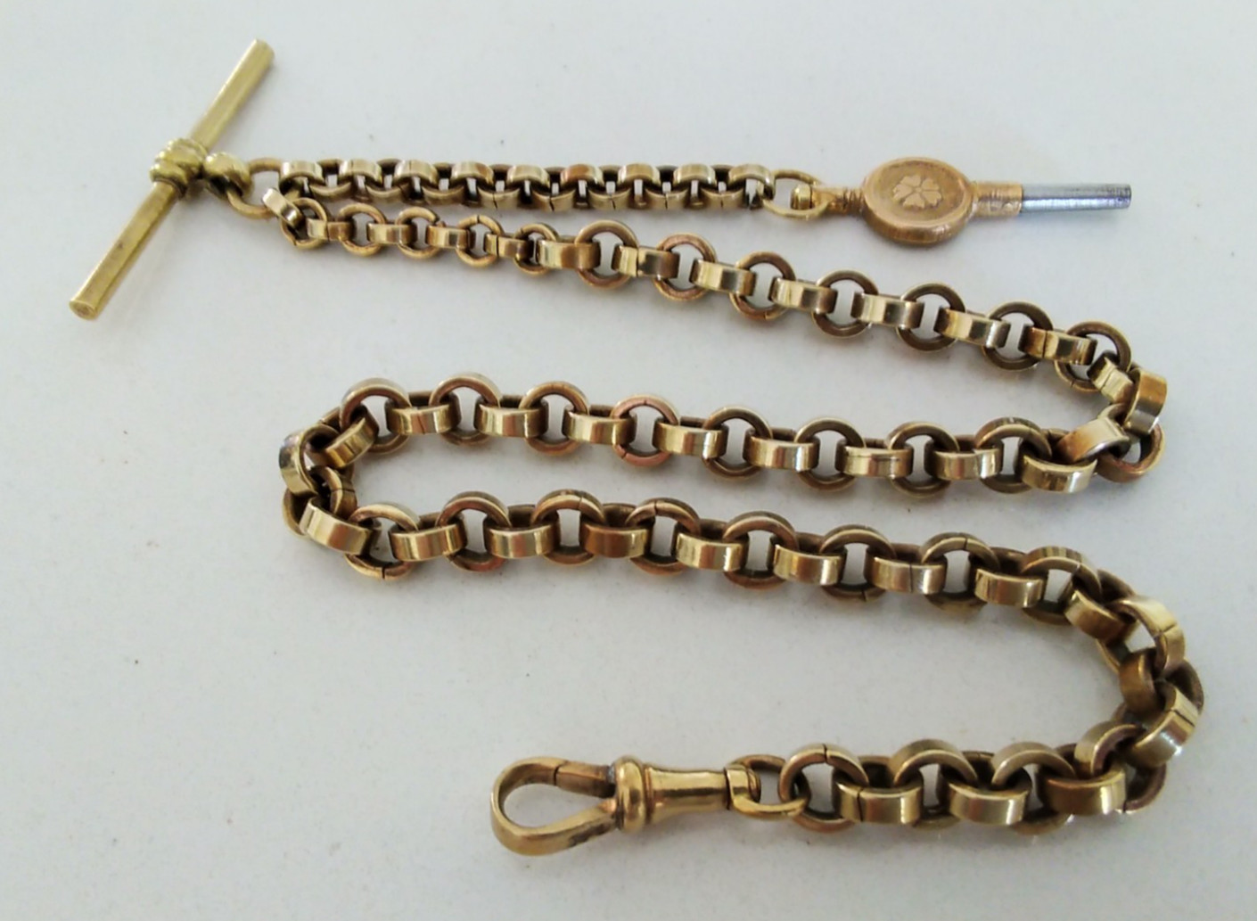 Antique Pocket Watch Chain Belcher Link yellow gold 34g L.B. CANADA