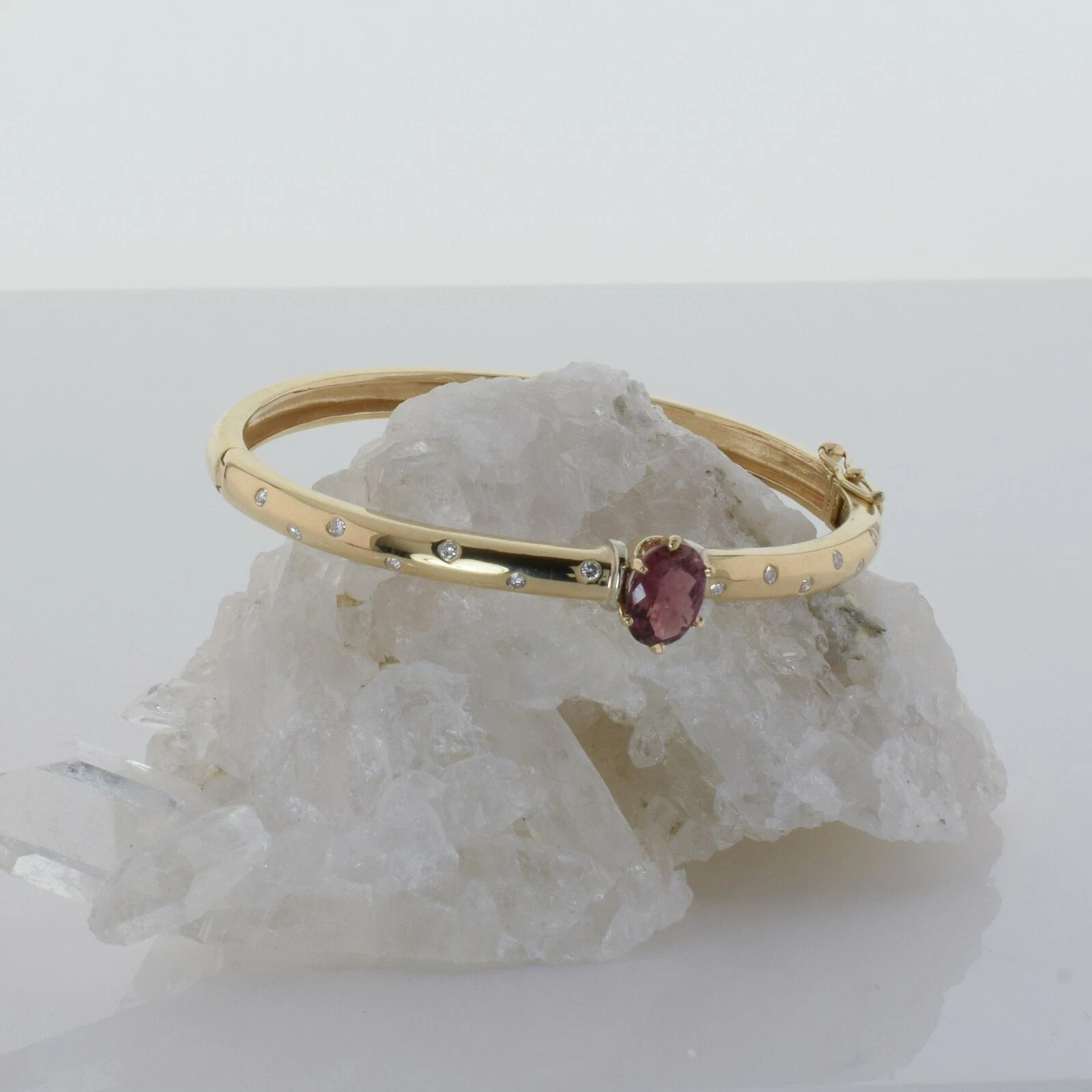 3Ct Oval Cut Lab-Created Tourmaline Women Bangle Bracelet 14K Yellow Gold Finish