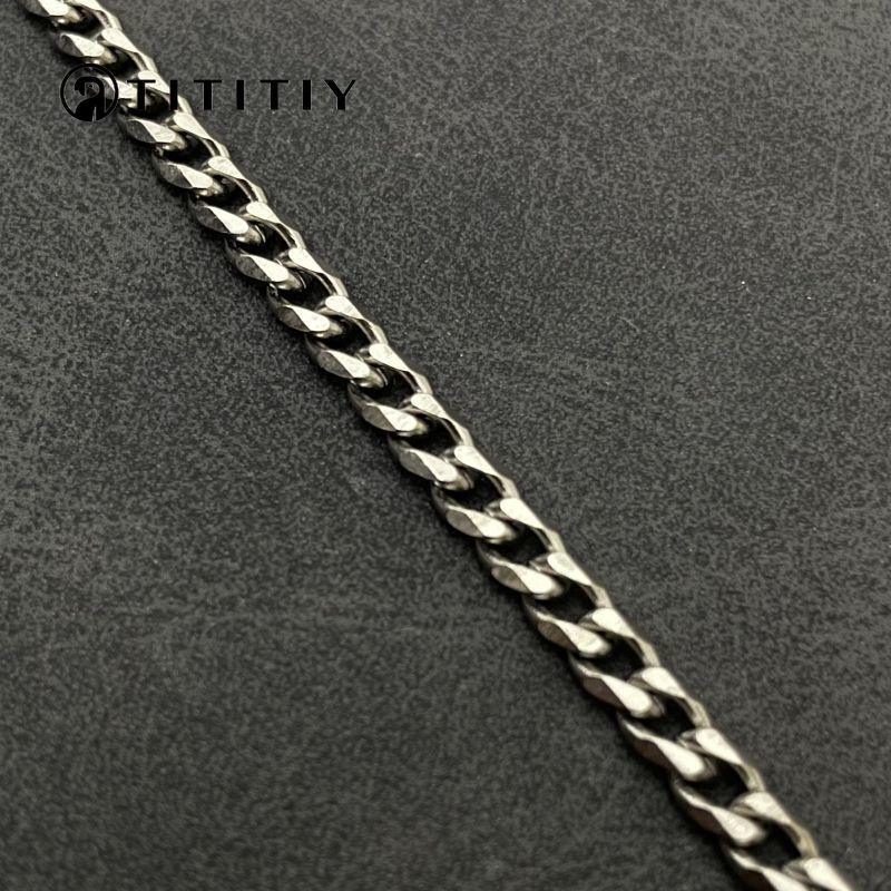 Pure Titanium Necklace Grinding Six Sides Wide4.1mm Anti Allergic Clavicle Chain