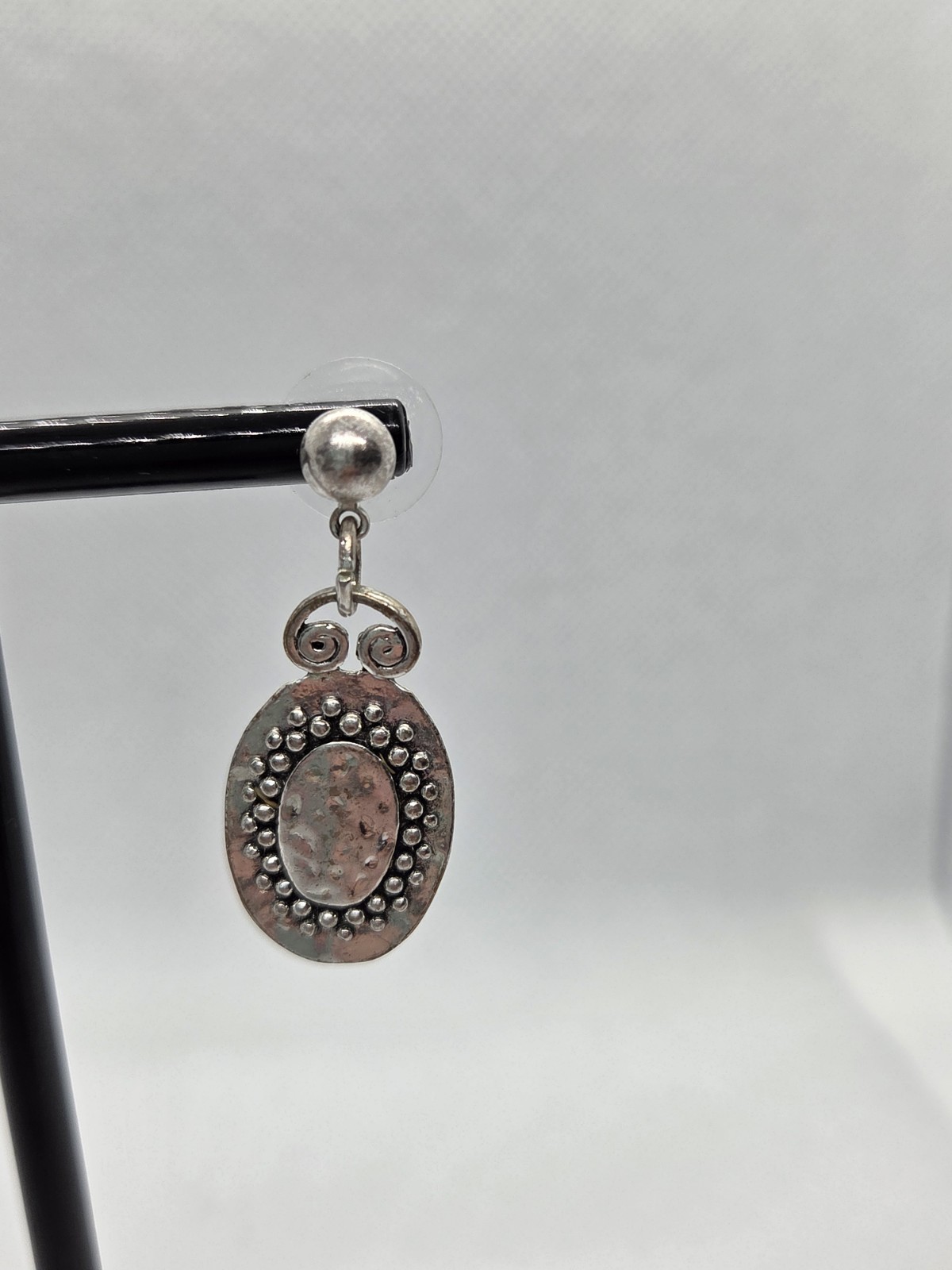 Round Silver Dangle Earrings