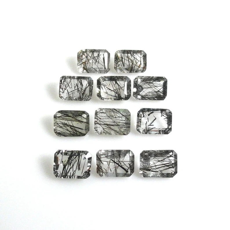 Natural Black Rutile Octagon Faceted Cut 6x8mm to 12x16mm Loose Gemstone