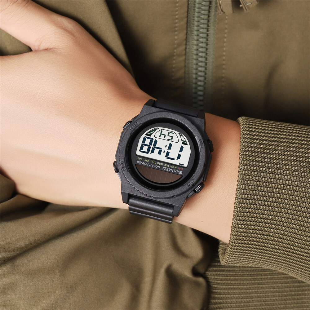 SKMEI Men Sport Watch Solar Power Wristwatch LED Boys Countdown Digital Watches