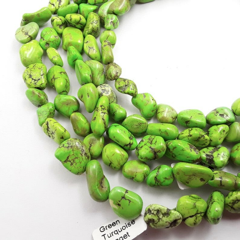 Green Turquoise Smooth Irregular Nugget Beads Approx 8x12mm 12x16mm 16″ Strand