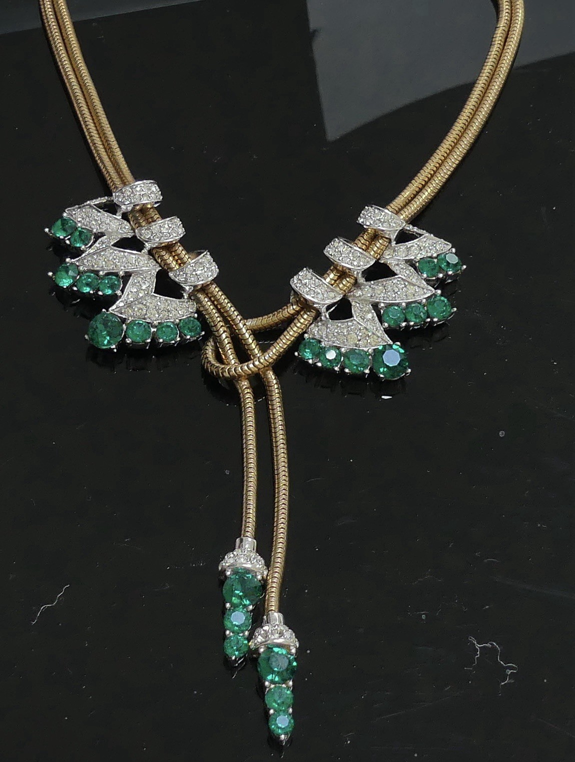 MARCEL BOUCHER Emerald Green Necklace 1940s HTF