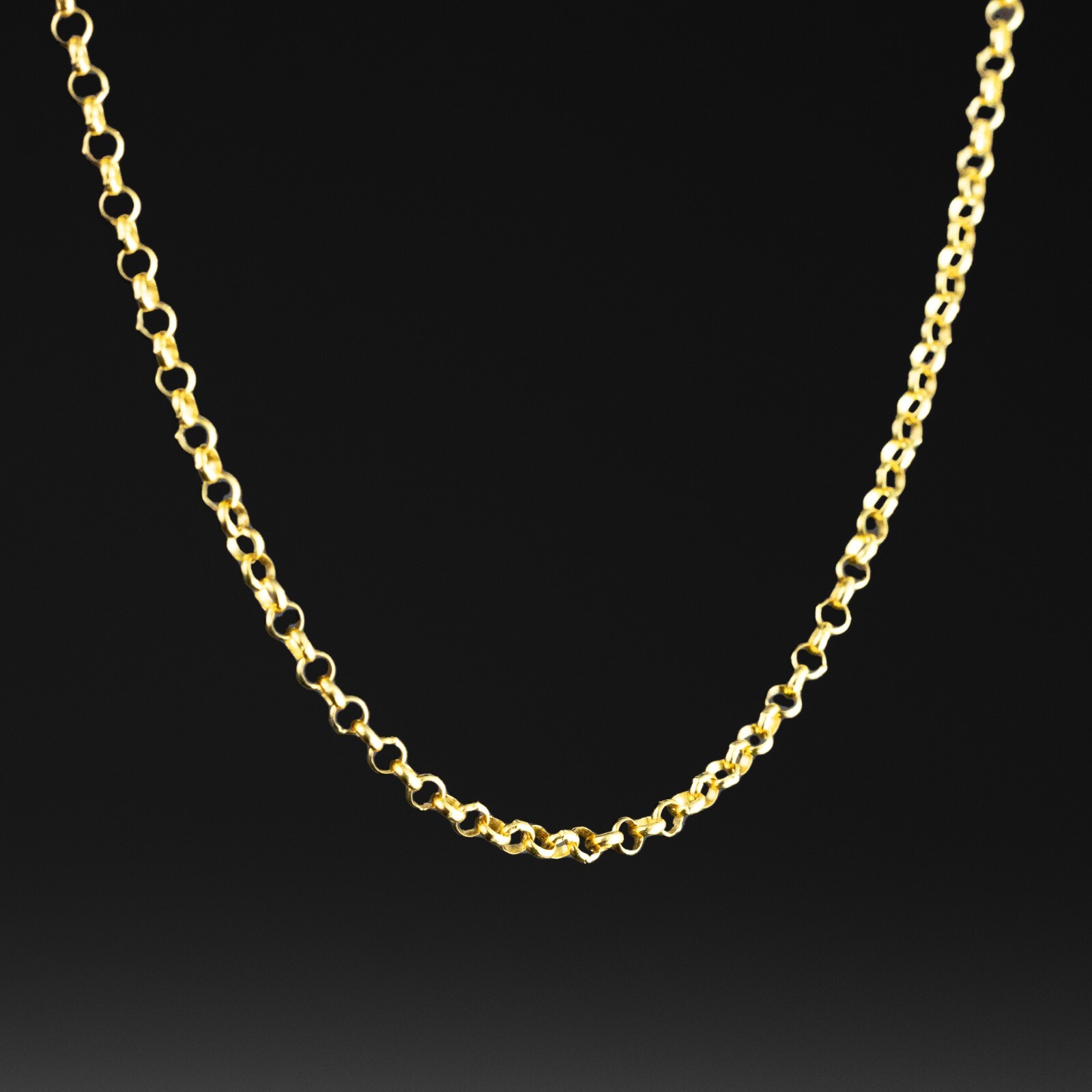 2.1mm 14k Solid Gold Round Rolo Cable – 16 inches to 24 inches Italian-Made Rolo