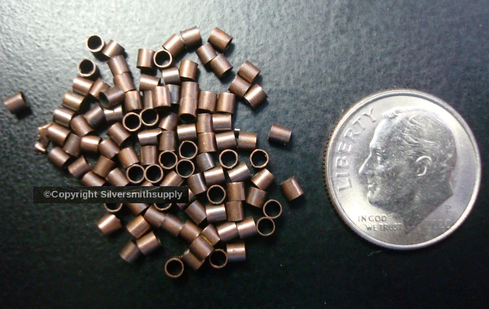 Crimp Beads MED Ant Copper plt 2x2mm 100 tube crimp beads attach clasps FPS163