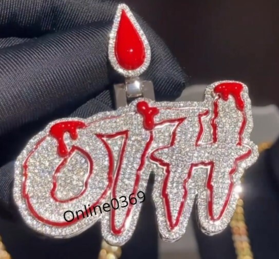 Men’s Natural Moissanite Exclusive Red Enamel Outline with Blood Bail Pendant