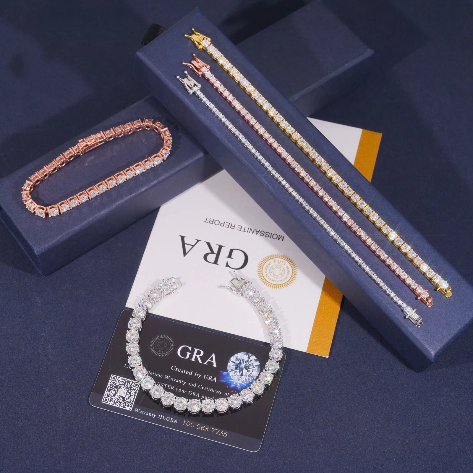 4mm D Color VVS1 Moissanite Tennis Chain Bracelet – 925 Sterling Silver 6-24″