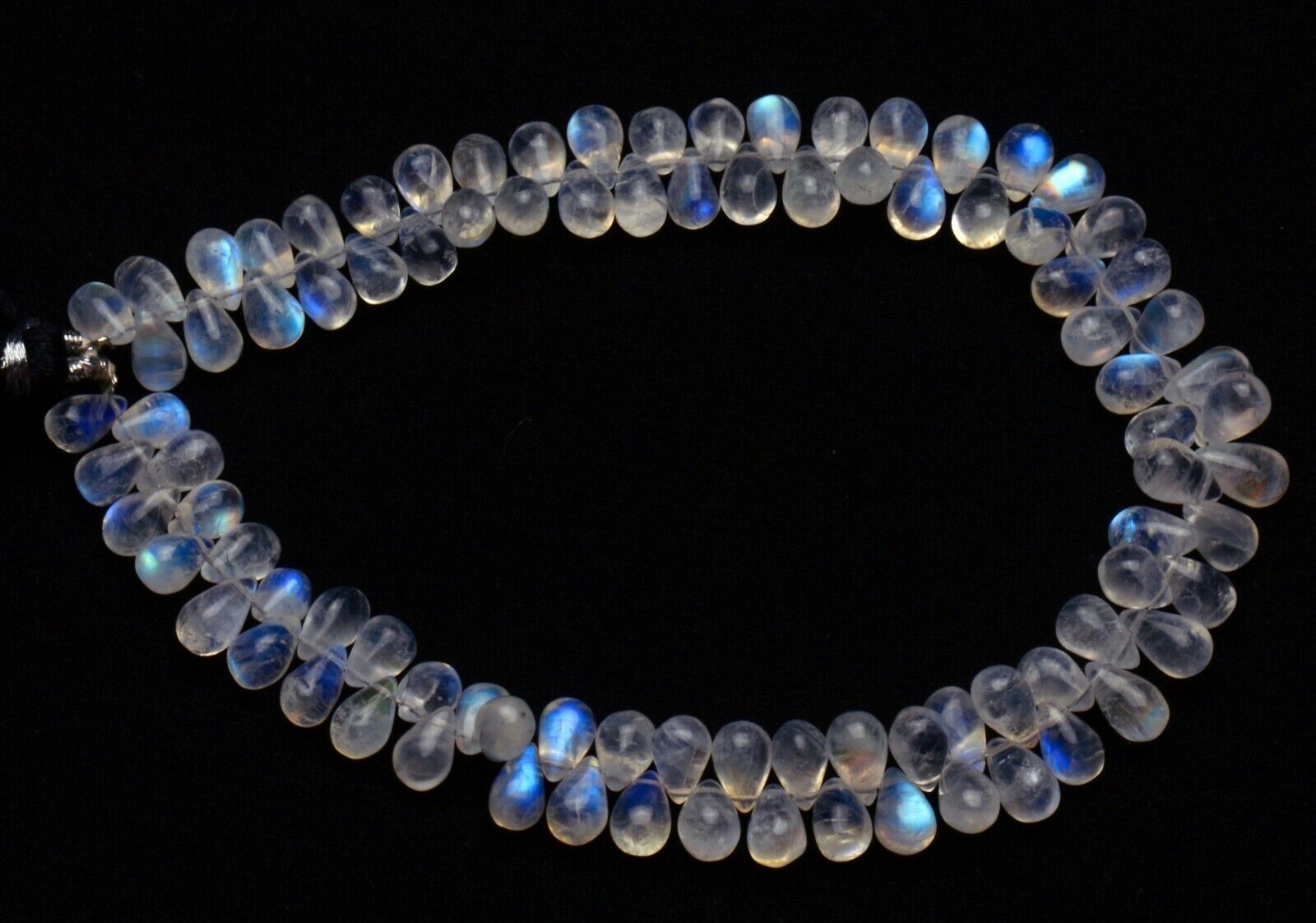 Natural Gem Rainbow Moonstone Smooth 8x5mm Approx Size Teardrop Shape Beads 10″