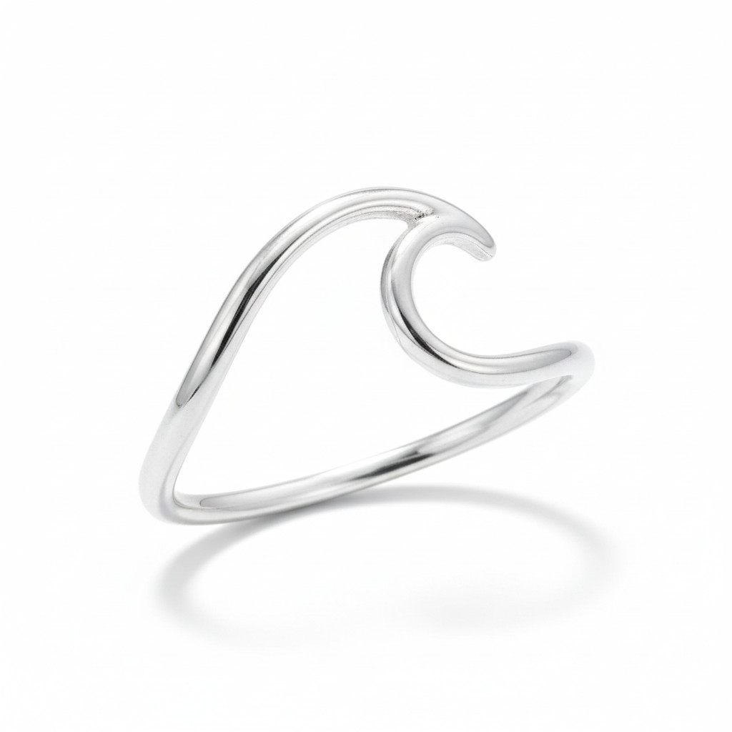 Wave of Fresh Air Rhodium Ring 925 Sterling Silver 1.2mm Band Sizes 5-9