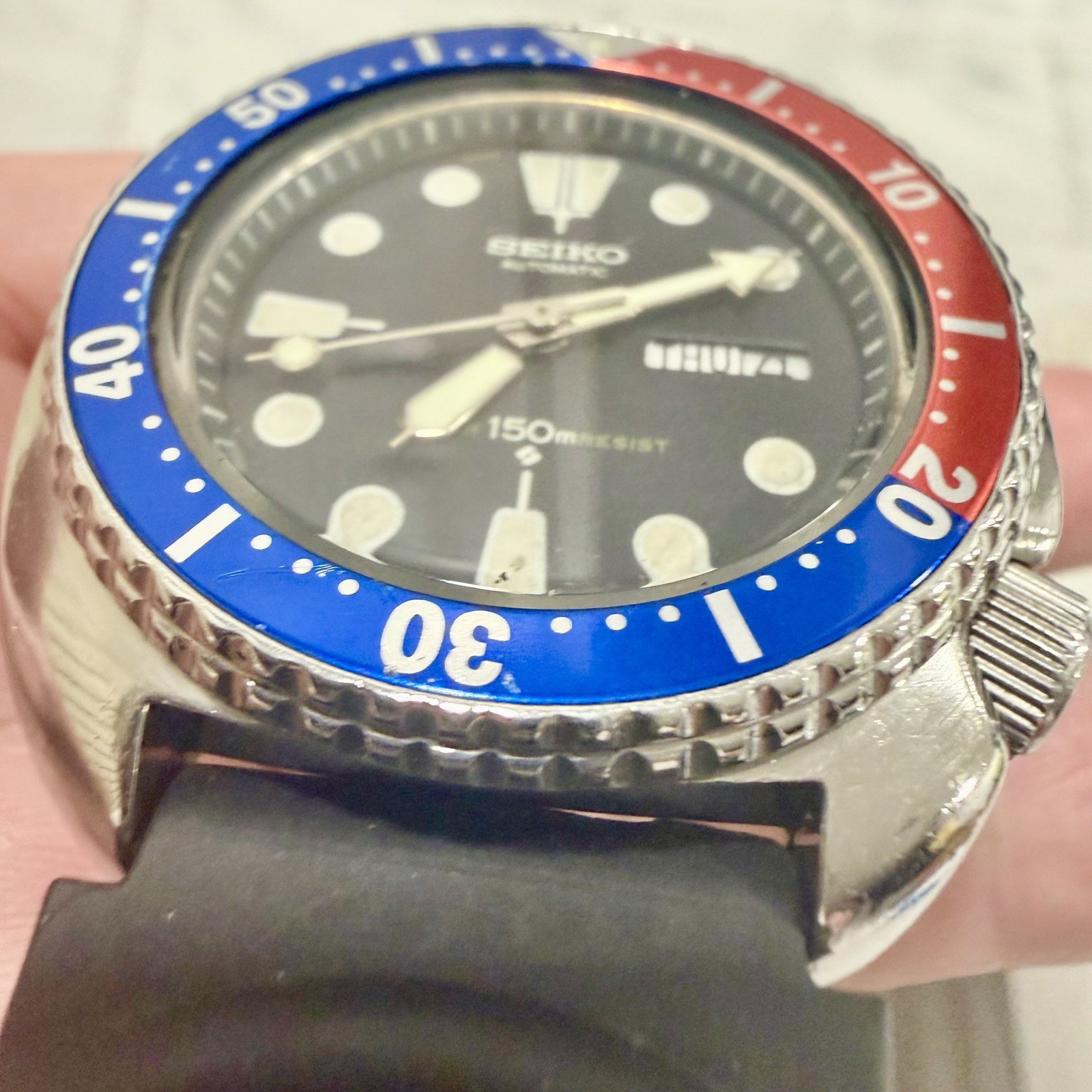 Vintage Seiko Turtle Pepsi 6309-7040 Suwa Automatic Men’s 44mm Diver Watch RUNS