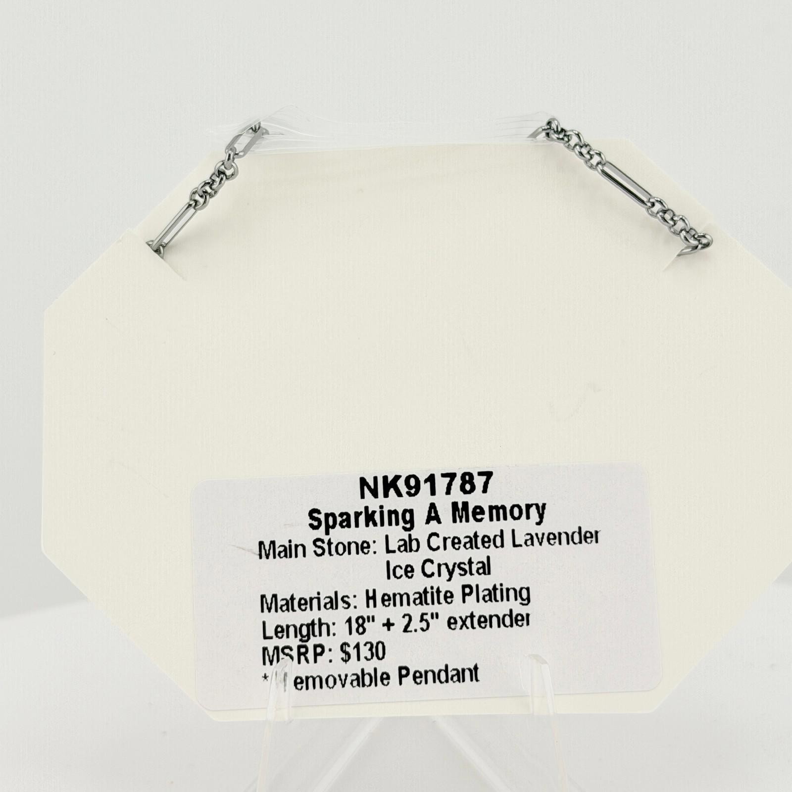 Bomb Party Necklace “Sparking A Memory” Lavender Ice Crystal on Hematite