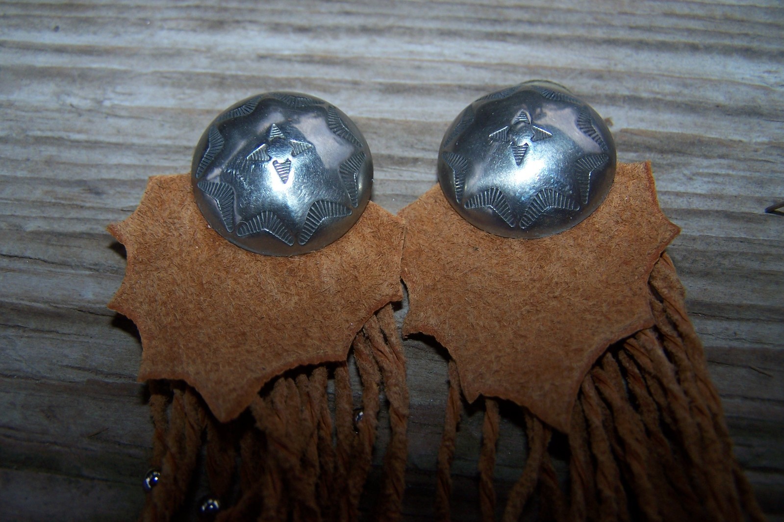 Southwestern Nickle Silver Stone Fetish Feather Squash Blossom Earrings Lot of 6