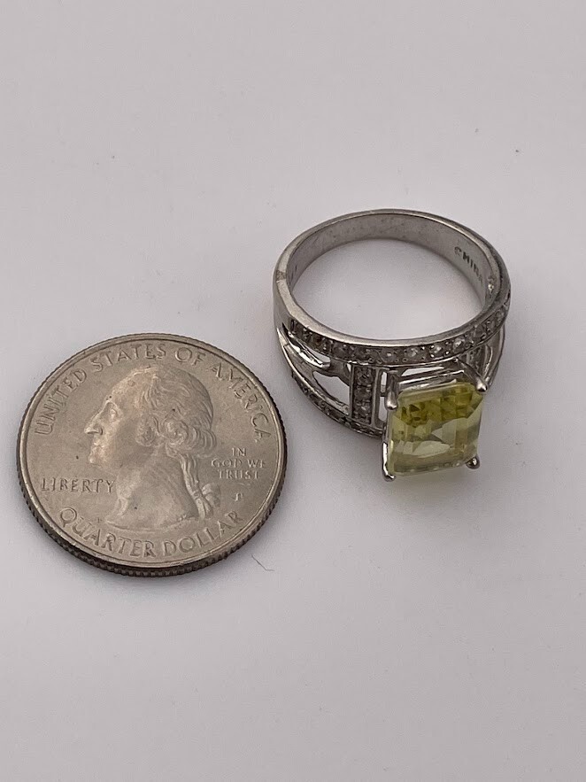 BBJ BANGKOK 925 STERLING SILVER 10.3X8.1MM CITRINE TOPAZ ACCENT RING SIZE 8 1135